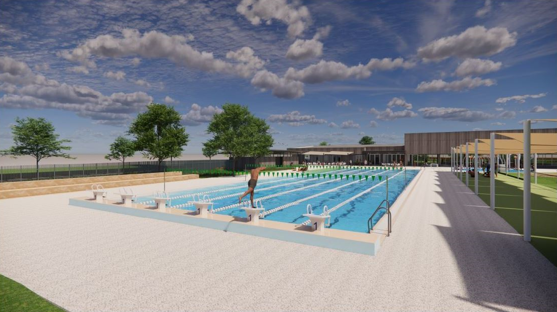 Artist Impression of outdoor pool at new Richmond Swimming Centre