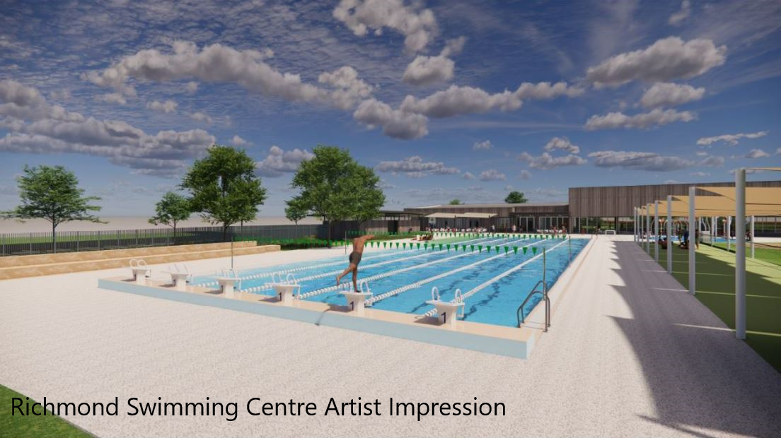 Artist Impression of outdoor pool at new Richmond Swimming Centre